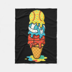 Softball Volleyball Basketball Ice Cream Summer Ga Fleece Blanket