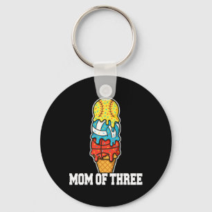 Softball Volleyball Basketball Mom Ice Cream Summe Key Ring