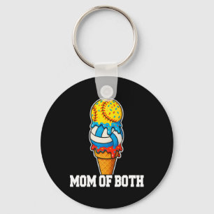 Softball Volleyball Mom Ice Cream Drip Summer Game Key Ring