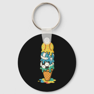 Softball Volleyball Soccer Ice Cream Drip Summer G Key Ring