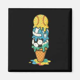 Softball Volleyball Soccer Ice Cream Drip Summer G Magnet