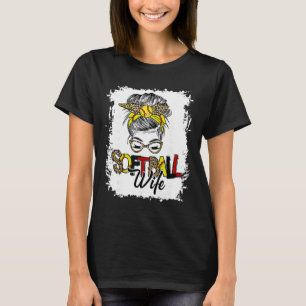 Softball Wife Life With Leopard Messy Bun Mother's T-Shirt