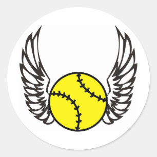 softball Wings Classic Round Sticker