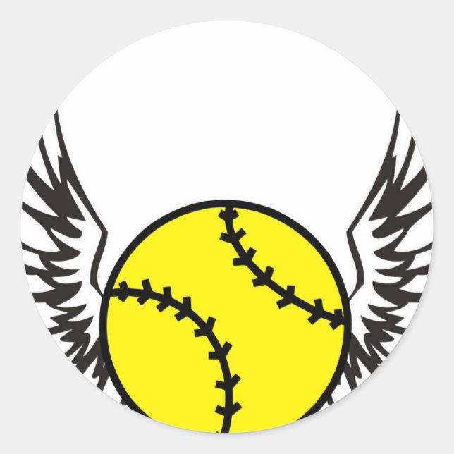 softball Wings Classic Round Sticker (Front)
