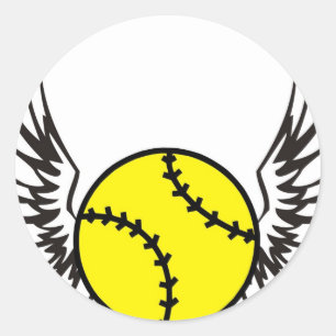 softball Wings Classic Round Sticker