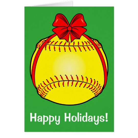 Softball with a Bow at Christmas Card