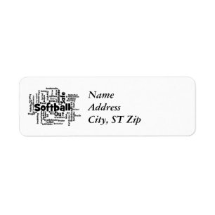Softball Word Cloud Return Address Label