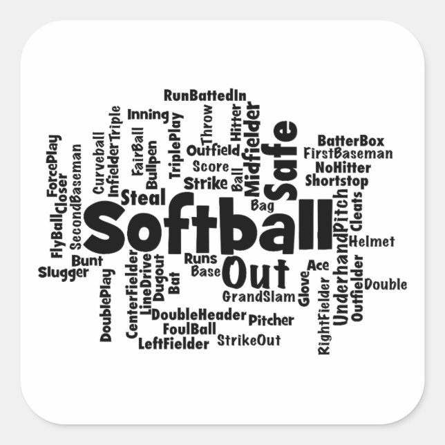 Softball Word Cloud Square Sticker (Front)