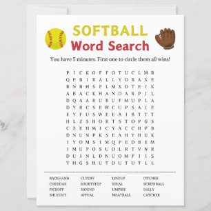 Softball Word Search Game