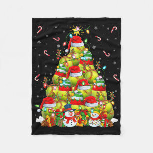 Softball Xmas Lighting Santa Softball Christmas Tr Fleece Blanket