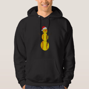 Softball Xmas  Santa Softball Snowman Christmas Hoodie