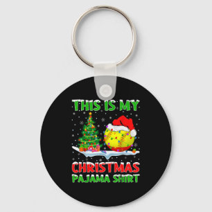 Softball Xmas Tree Lights This Is My Christmas Paj Key Ring