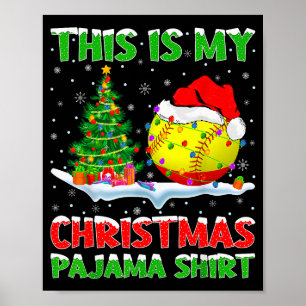 Softball Xmas Tree Lights This Is My Christmas Paj Poster