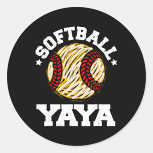 Softball Yaya Distressed Vintage Funny Grandma Gam Classic Round Sticker