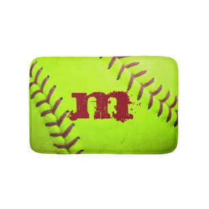 Softball Yellow Fast Pitch 8U 10U 12U 14U Bath Mat