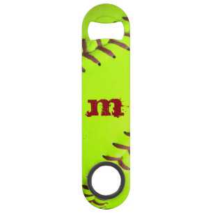 Softball Yellow Fast Pitch 8U 10U Bottle Opener