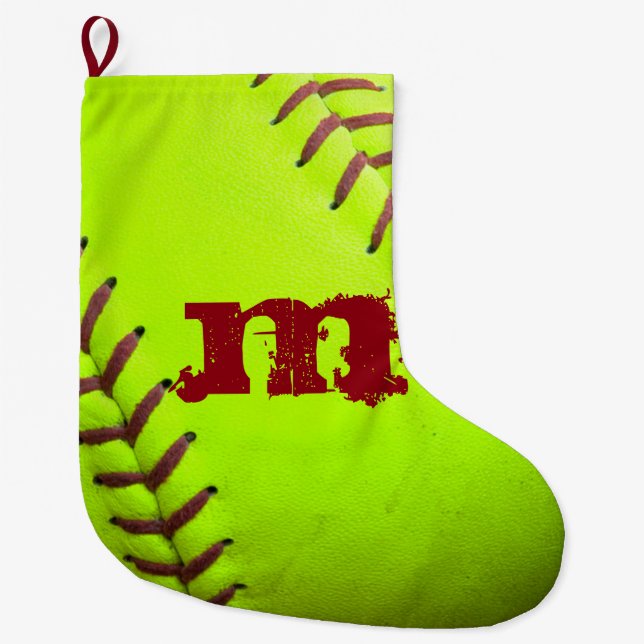 Softball Yellow Fast Pitch 8U Christmas Stocking (Front)