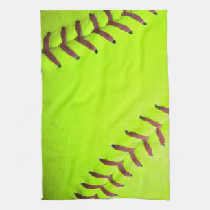 Softball Yellow Fast Pitch 8U Kitchen Dish Towel