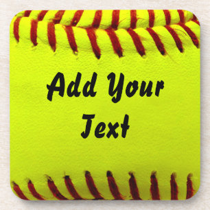 Softball Yellow Softball Sports Team Coach Coaster