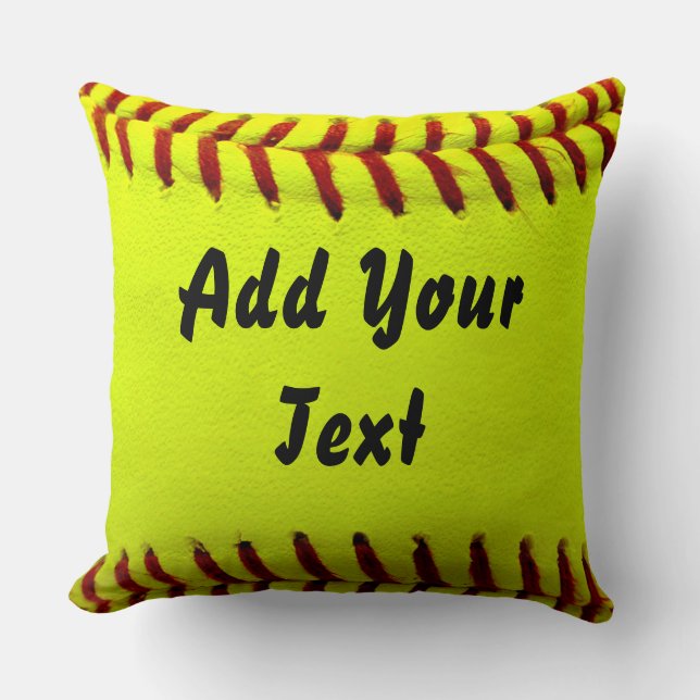Softball Yellow Softball Sports Team Coach Cushion (Front)