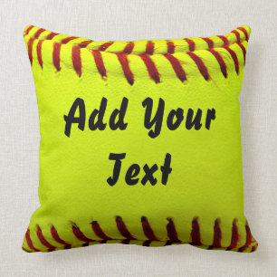 Softball Yellow Softball Sports Team Coach Cushion