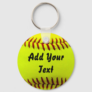 Softball Yellow Softball Sports Team Coach Key Ring