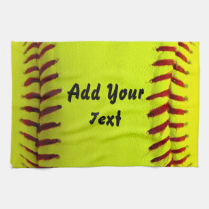 Softball Yellow Softball Sports Team Coach Tea Towel