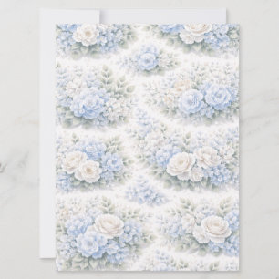 SoftBlue Floral Pattern Elegant Romantic Botanical Invitation