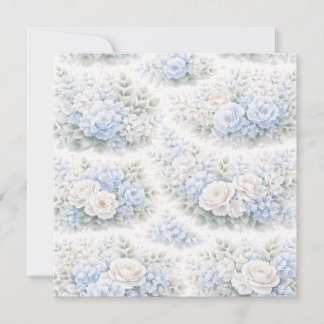 SoftBlue Floral Pattern Elegant Romantic Botanical Invitation