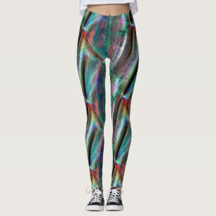 Softened psychedelic woody texture, digital rugged leggings