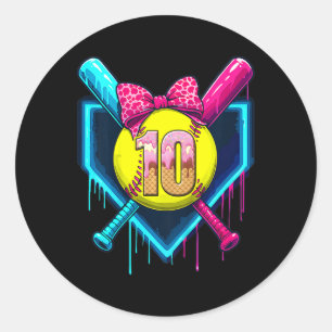 Softll 10 Years Old Ice Cream Drip 10th Birthday G Classic Round Sticker