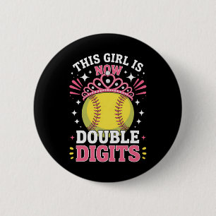 Softll 10th Birthday This Girl Is Now 10 Double Di 6 Cm Round Badge