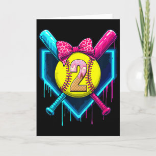 Softll 2 Years Old Ice Cream Drip 2nd Birthday Gir Card