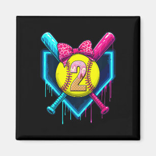 Softll 2 Years Old Ice Cream Drip 2nd Birthday Gir Magnet