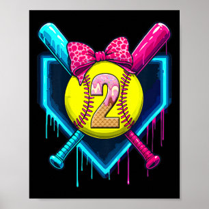 Softll 2 Years Old Ice Cream Drip 2nd Birthday Gir Poster