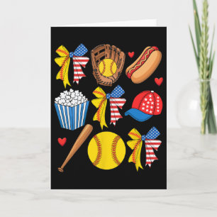 Softll 4th Of July Coquette Bow Women Girls Softll Card