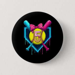 Softll 5 Years Old Ice Cream Drip 5th Birthday Gir 6 Cm Round Badge