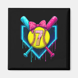 Softll 7 Years Old Ice Cream Drip 7th Birthday Gir Magnet