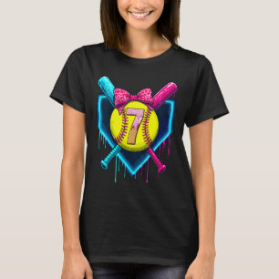 Softll 7 Years Old Ice Cream Drip 7th Birthday Gir T-Shirt