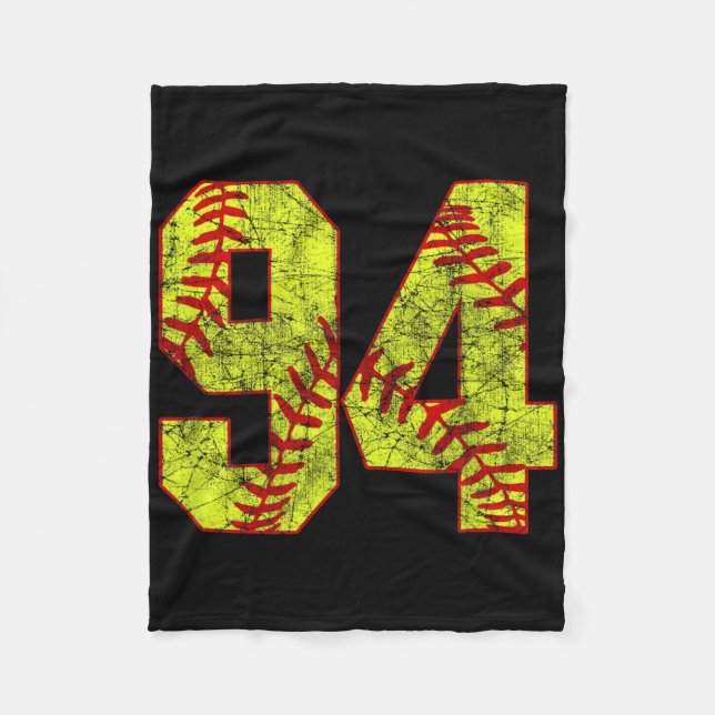 Softll #94 Fastpitch Softll Mom Number 94 Player  Fleece Blanket (Front)