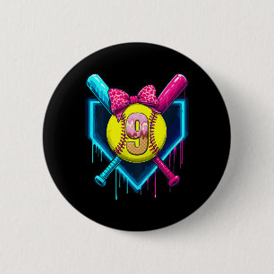 Softll 9 Years Old Ice Cream Drip 9th Birthday Gir 6 Cm Round Badge