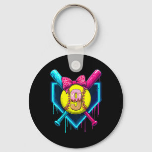 Softll 9 Years Old Ice Cream Drip 9th Birthday Gir Key Ring