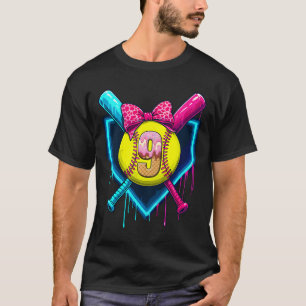 Softll 9 Years Old Ice Cream Drip 9th Birthday Gir T-Shirt