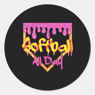 Softll All Day Drip Home Plate Ice Cream Classic Round Sticker