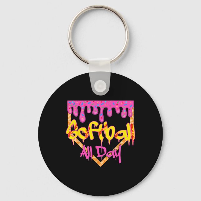 Softll All Day Drip Home Plate Ice Cream  Key Ring (Front)