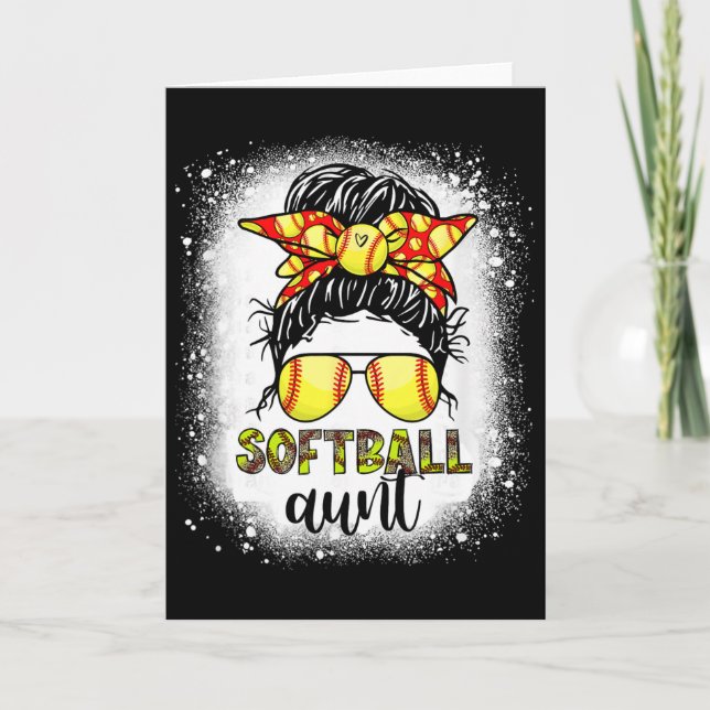 Softll Aunt Messy Bun Leopard Bleached Softll Aunt Card (Front)