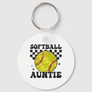 Softll Auntie Checkered Retro Funny Softll Aunt Fa Key Ring
