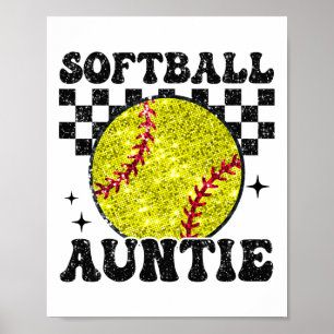 Softll Auntie Checkered Retro Funny Softll Aunt Fa Poster