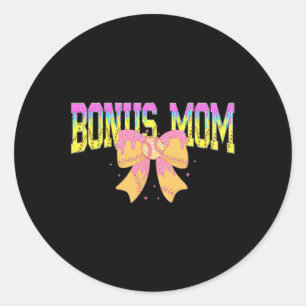 Softll Bonus Mom Ice Cream Drip Game Day Family Ma Classic Round Sticker