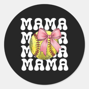 Softll Bow Softll Mum Mothers Day Women Softll Mam Classic Round Sticker